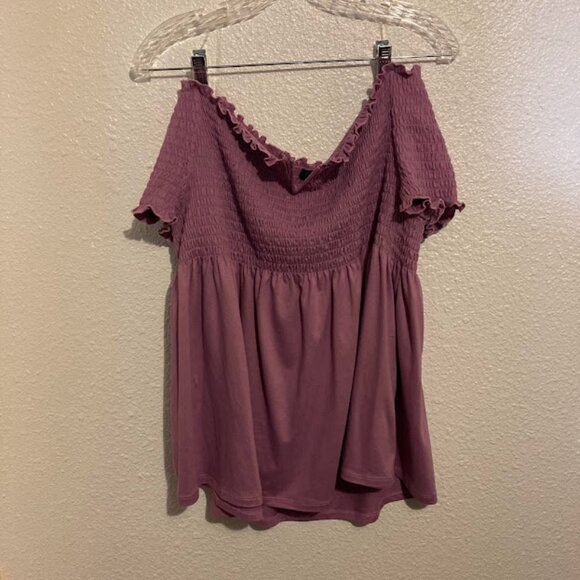 Rue21 women's size 2X purple smocked off the shoulder top - Picture 1 of 6